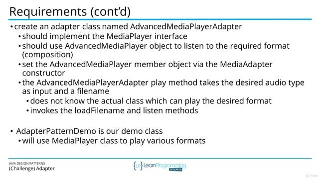 The Java Design Patterns Course--7 Challenge Adapter смотреть онлайн