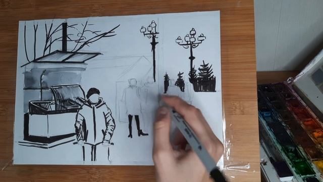 ВИДЕОУРОК по рисованию в ГРАФИКЕ *акварельным маркером смотреть онлайн