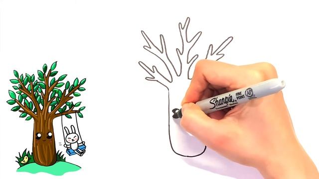 How to Draw a Cute Swing on a Tree | How to Draw a Tree Swing Easy смотреть онлайн