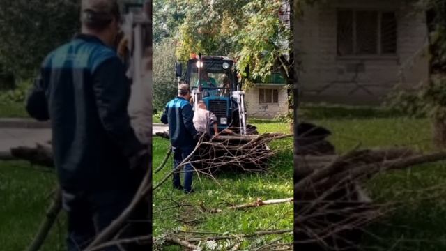 Трактор Беларус МТЗ 82.1 с ковшом и щёткой, уборка веток. #трактор #тракторы #мтз#мтз82#чистота #кд смотреть онлайн