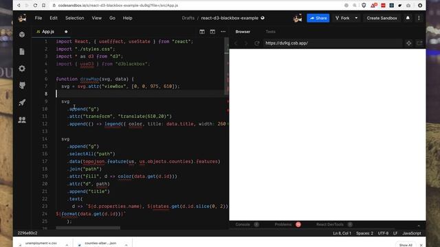 useD3 quick example – render any D3 visualization as a React component смотреть онлайн