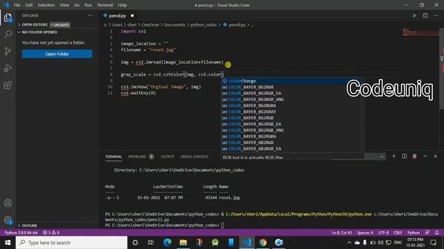 Image To Pencil Drawing Using Python | Image Processing In Opencv Python | Programming | Codeuniq смотреть онлайн
