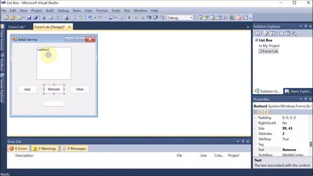 P50 | List Box to Add, Remove and Clear Items | VB.NET