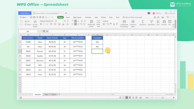 [WPS Academy] 1.1.0 Excel: How To Enter A Number Starting With 0 In The Spreadsheet