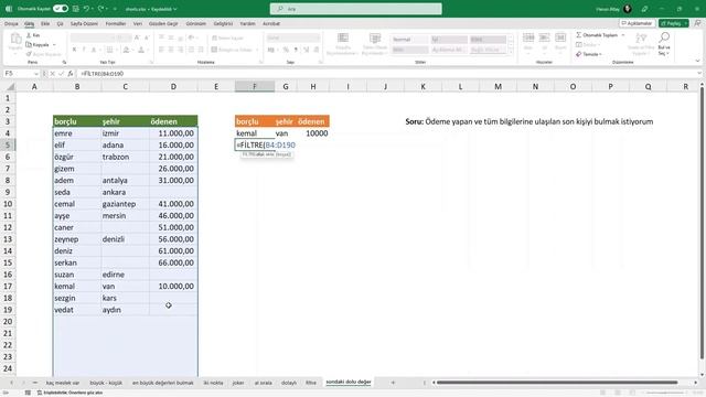 Excel'de son dolu hücre nasıl bulunur? смотреть онлайн