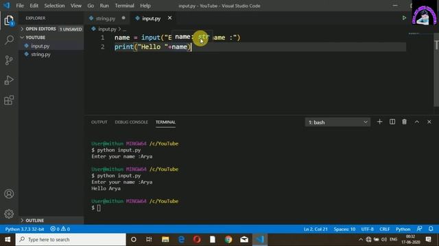 Input Function in python in Hindi || input function in python 3 || input function in python смотреть онлайн