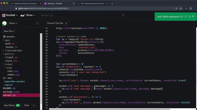 22 - Send and Display Chat Messages - Advanced Node and Express - freeCodeCamp смотреть онлайн
