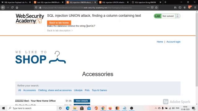 SQL injection UNION attack, finding a column containing text смотреть онлайн