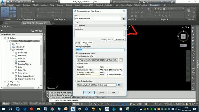 Aula_05_GERAR ALINHAMENTO HORIZONTAL - Civil 3D - UNICAP - Aula Turma De Ferrovias 2019.1