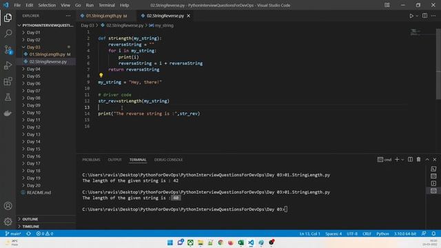 How to Find Length of a String | Reverse a String | Python Interview Questions for DevOps | 03 смотреть онлайн