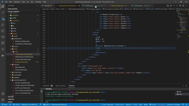 Create form insert for holiday in Laravel 8.X | HR System Management смотреть онлайн