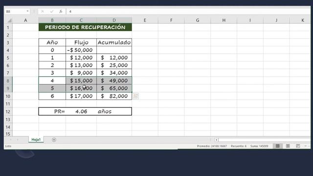 CÁLCULO PERIODO DE RECUPERACIÓN EN EXCEL / Evaluación de proyectos de inversión смотреть онлайн