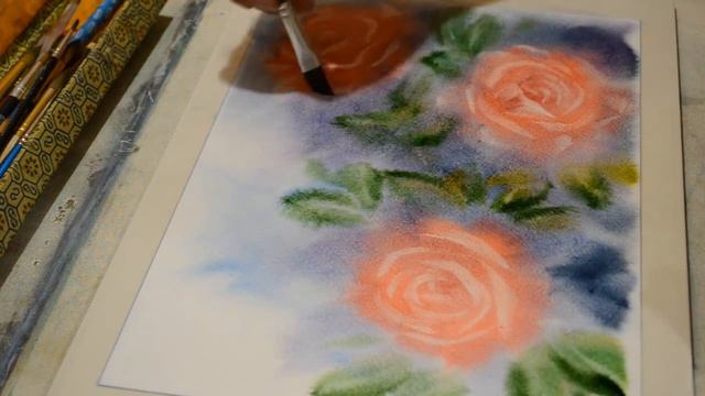 Алые розы. Акварель Аква колор . Red roses. Watercolor Aqua Color смотреть онлайн