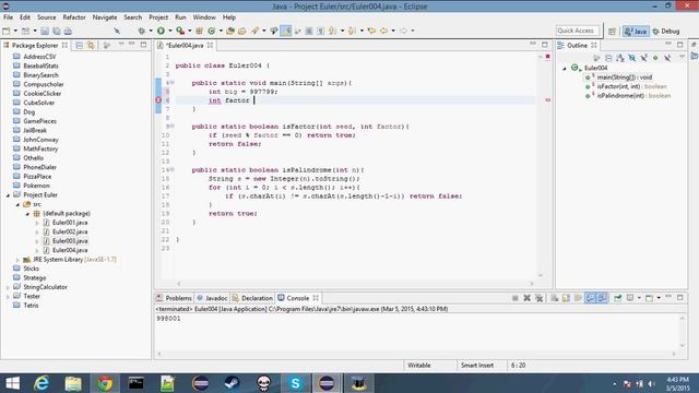 Project Euler Problem 4 in Java смотреть онлайн