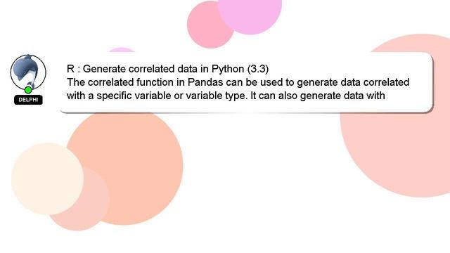 R : Generate correlated data in Python (3.3) смотреть онлайн