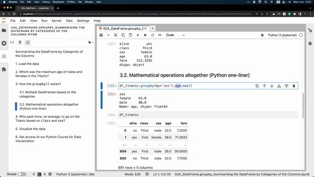 pandas.DataFrame.groupby: Summarising the DataFrame by Categories of the Columns смотреть онлайн