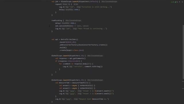 Coroutines Geral - Job, GlobalScope, runBlocking, async, await, Dispatchers, Retrofit, Suspend смотреть онлайн