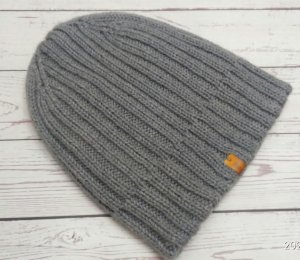 Мужская  двойная шапка резинкой 2x2. Мастер класс