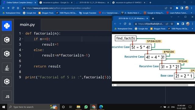 Recursion in python | Recursive Function in #python | Python Programming in hindi смотреть онлайн
