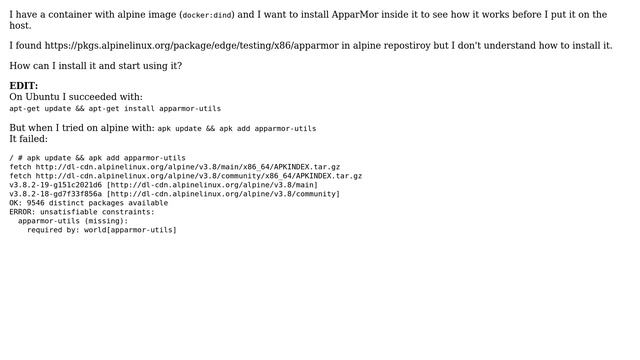 Unix & Linux: How to install AppArmor on alpine? (2 Solutions!!) смотреть онлайн