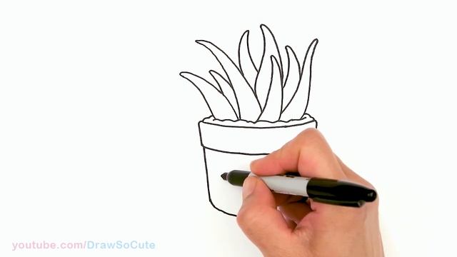 How to Draw an Aloe Plant in a Pot ?| Cute Pun Art #4 смотреть онлайн