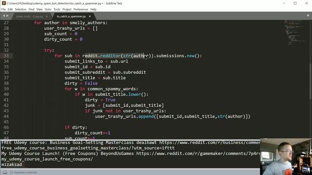Creating a Reddit Bot to Detect Spam - Python Reddit API Wrapper (PRAW) tutorial p.4 смотреть онлайн