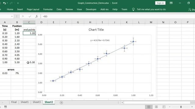 Mechanics: Excel Graph - Adding Error Bars and Determining the Error Line смотреть онлайн