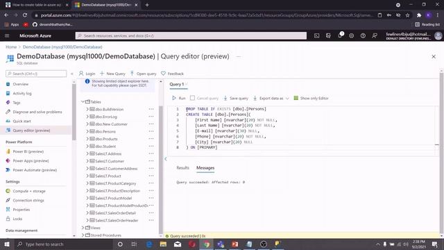 How to create table in azure SQL database | Create table in azure SQL database смотреть онлайн