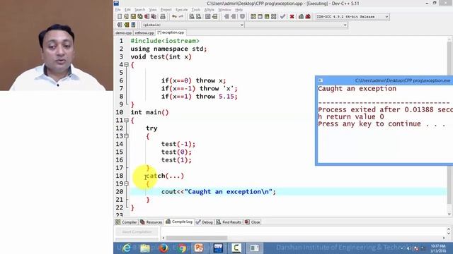 8.03 Catch all and Rethrow Exception in C++ смотреть онлайн