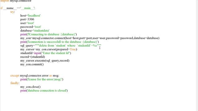 How to write python code to perform delete operation on mysql database. смотреть онлайн