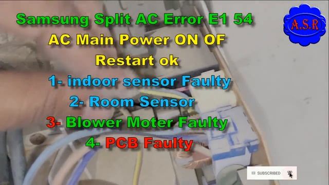 Samsung split AC error E1 54 code show how repair split ac blower motor defective troubleshoot fin смотреть онлайн