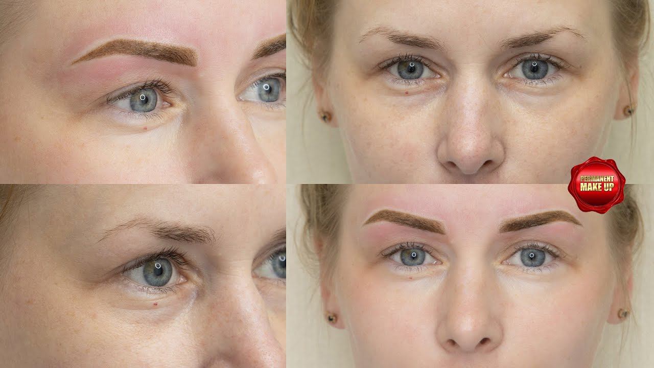 Перманентный макияж идеальных бровей. До и после .Работа мастера. смотреть онлайн