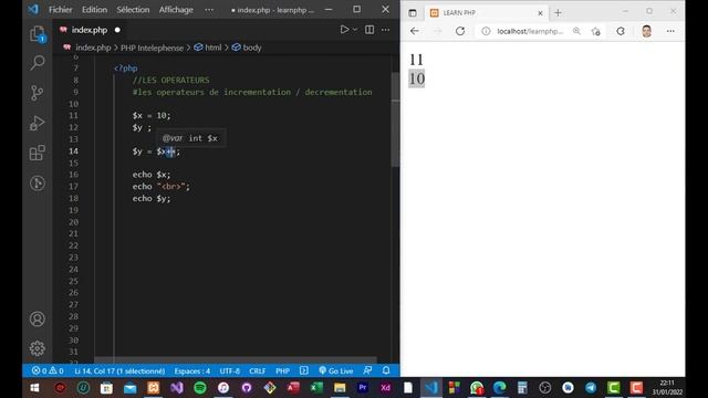 13 - COURS PHP 8 - DARIJA - OPERATEURS D'INCREMENTATION ET DECREMENTATION смотреть онлайн