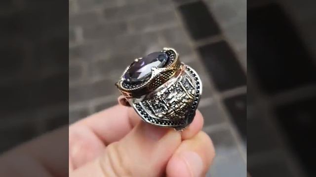 Перстень Мистический топаз переливающий цветами Серебро мужской ручной работы смотреть онлайн