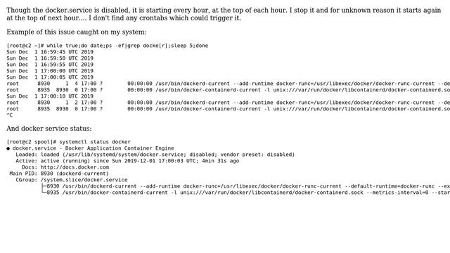Unix & Linux: docker serivce starts every hour though it is disabled смотреть онлайн