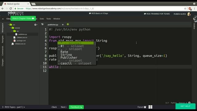 [ROS In 5 Minutes] 003 - How to create a ROS Publisher смотреть онлайн