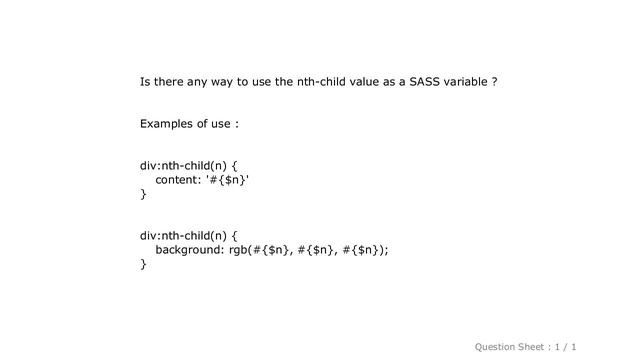 CSS : Use nth-child value as a SASS variable смотреть онлайн