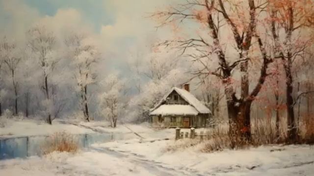 Cozy Winter Art 4K Screensaver for Your TV | Painting Slideshow | 4 Hours смотреть онлайн
