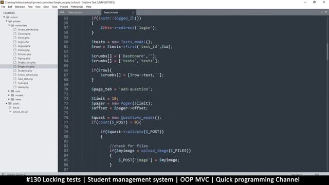 #130 Locking tests | Student management system in PHP | OOP MVC | Quick programming tutorial смотреть онлайн
