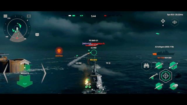 Modern Warships: JS ASHIGARA full hero missile in action. смотреть онлайн