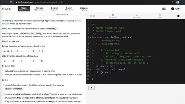 BFE.dev#4. implement basic throttle() | JSer - Front-End Interview questions смотреть онлайн