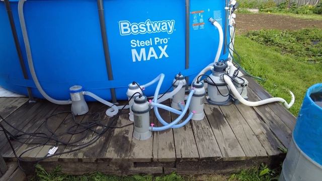 Каркасный Бассеин Bestway подогрев воды электро нагревателем Intex смотреть онлайн