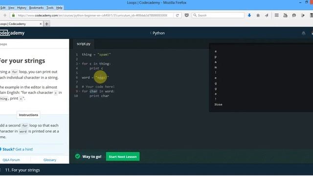 Python codecademy lesson #33: Loops: The 'for' Loop part 2/3 смотреть онлайн