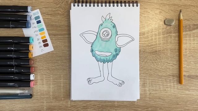Как нарисовать поющего монстра карандашом и скетч маркерами | Рисунок для детей, поэтапно и легко смотреть онлайн