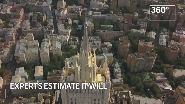 The Russian MFA iconic headquarters receive a new spire. Circa 2017