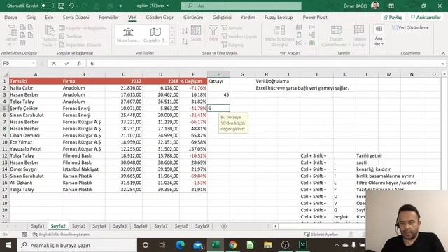 Excel Öğrenme Dersleri- 3.Ders Sıralama Filtre, Veri doğrulama - 707 | Ömer BAĞCI смотреть онлайн