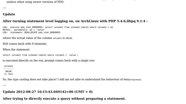 Databases: WorkAround for PHP PDO(with libpq V 9.1.4) binding for use of CITEXT? смотреть онлайн