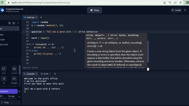 Creating randomness in the questions asked using random.randint() смотреть онлайн