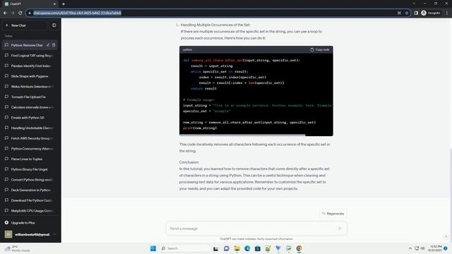 Python remove any character that comes directly after a specific set of characters from a string смотреть онлайн