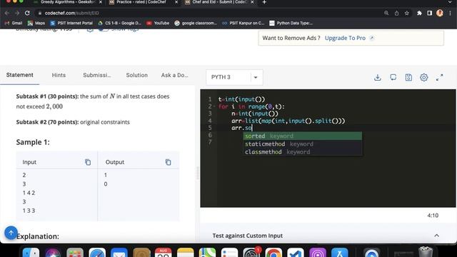 Greedy Algorithm (Chef and Eid) code chef solution смотреть онлайн